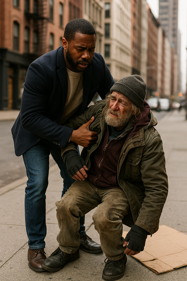 helping a homeless man
