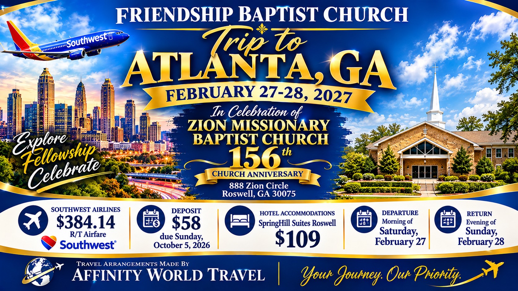Atlanta Church Anniversary Travel Flyer